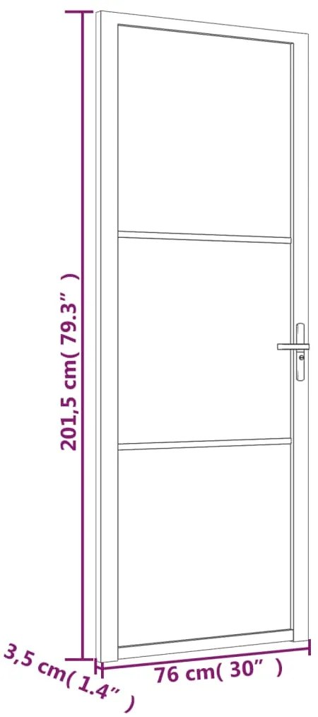 Porta de interior 76x201,5 cm vidro ESG e alumínio branco