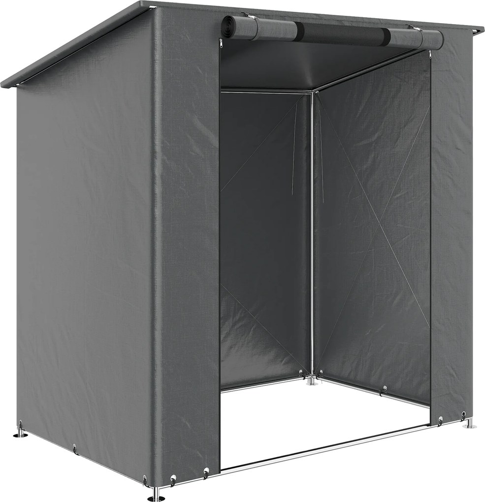 Outsunny Tenda de garagem 1,9x1,2 m Impermeável Tenda de garagem com porta enrolável com zíper janela de ventilação cinza escuro | Aosom Portugal