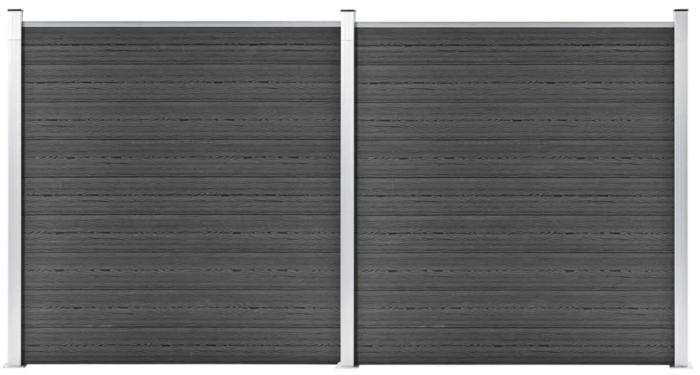 Conjunto de painel de vedação WPC 353x186 cm preto