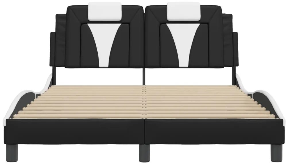 Estrutura cama c/ cabeceira couro artif. 140x190cm preto/branco