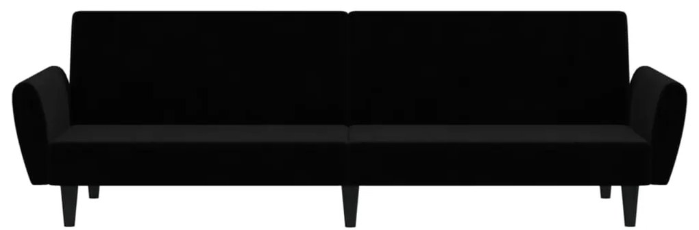 Sofá-cama de 2 lugares veludo preto