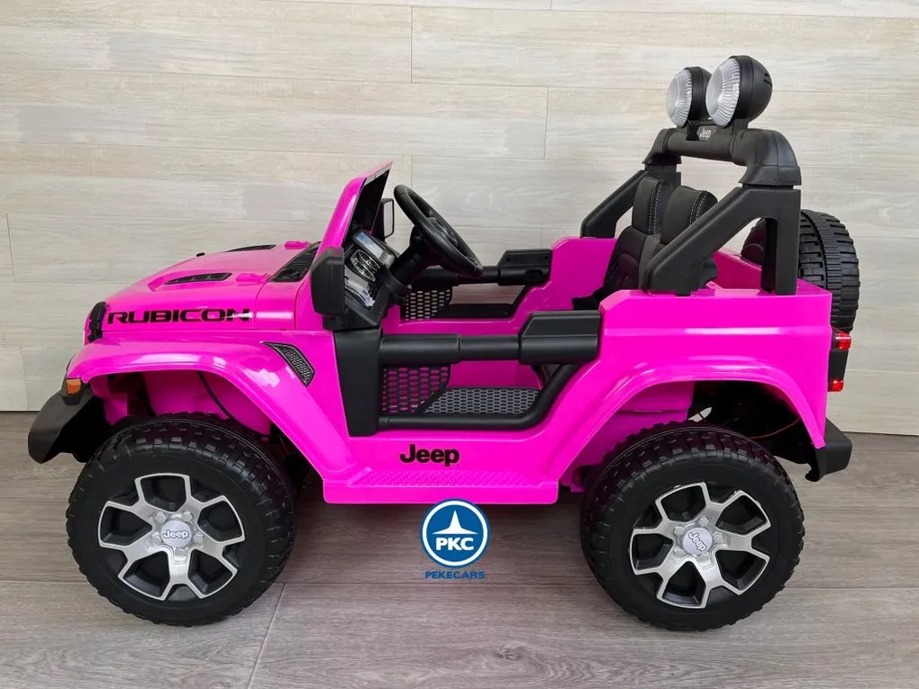 Carro eletrico crianças Jeep Wrangler Rubicon MP4 12V 2.4G Rosa