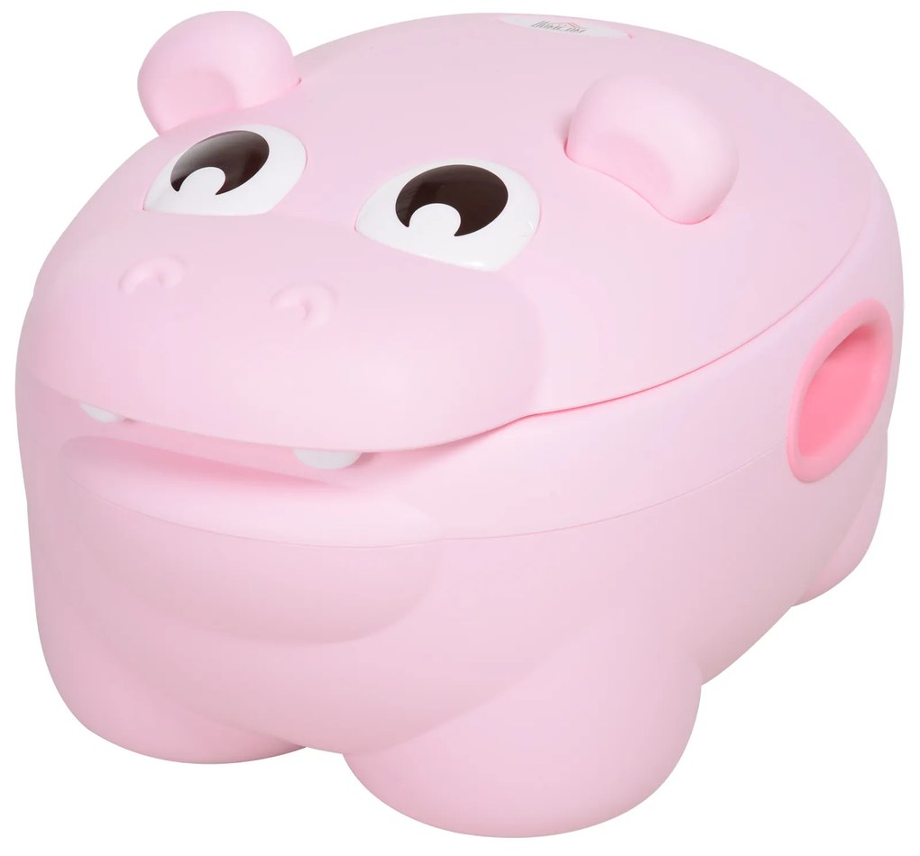 HOMCOM Bacio Criança Hipopótamo 2 em 1 Cubo Removível Escova Limpeza Design Prático Colorido 40x30x23 cm Rosa | Aosom Portugal