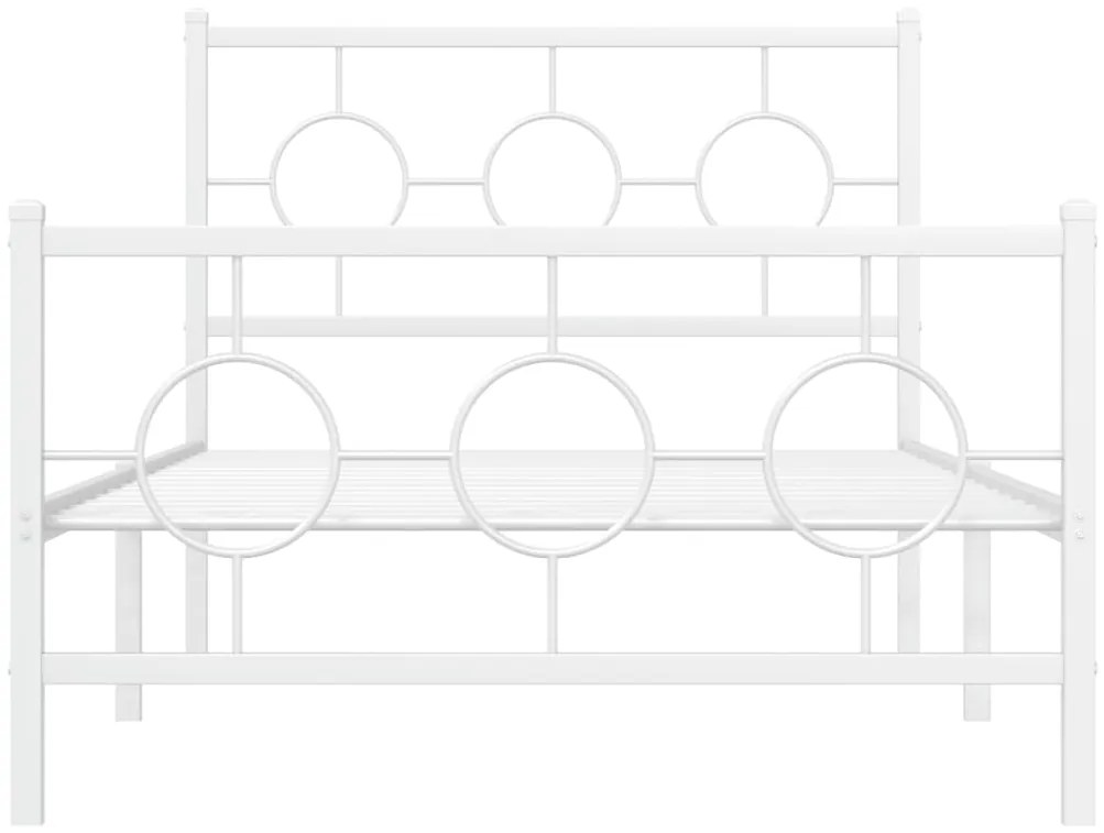 Estrutura de cama com cabeceira e pés 100x200 cm metal branco
