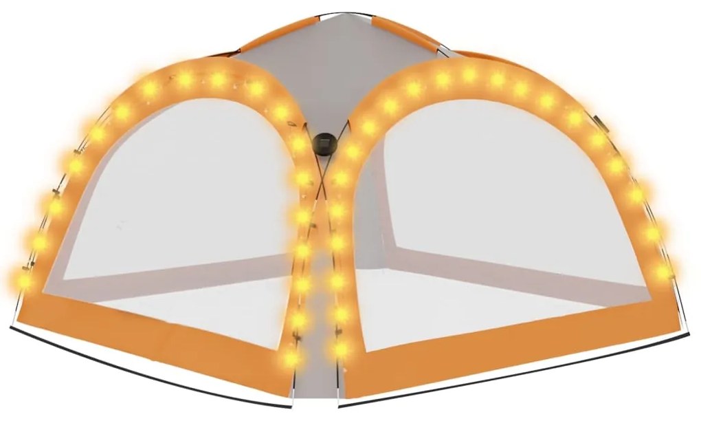 Tenda festas LED 4 paredes laterais 3,6x3,6x2,3 m cinza/laranja