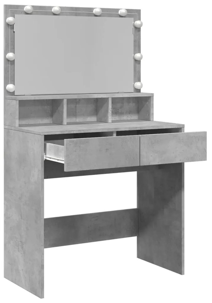 Toucador com LED 80x41x134,5 cm cinzento cimento