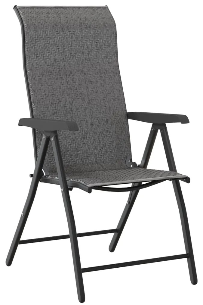 Cadeiras de jardim dobráveis 2 pcs vime PE cinzento