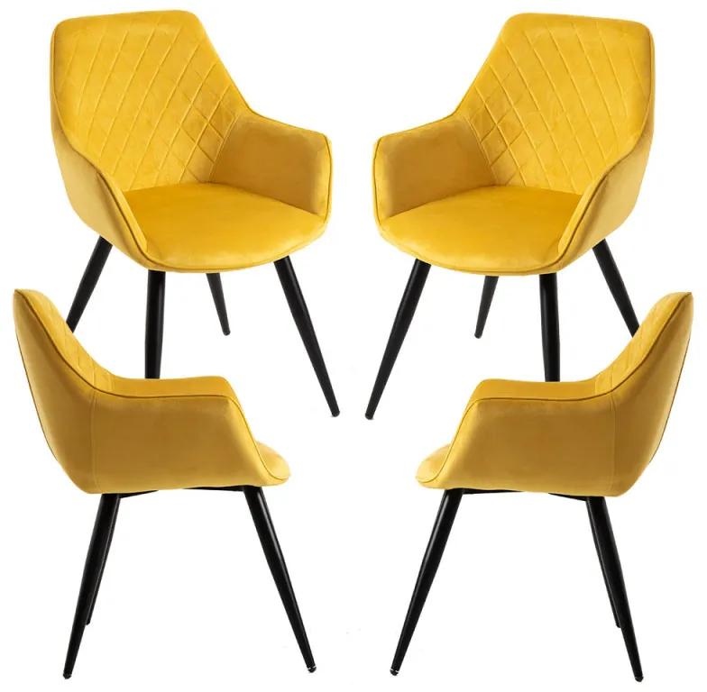 Pack 4 Cadeiras Kres Veludo - Amarelo