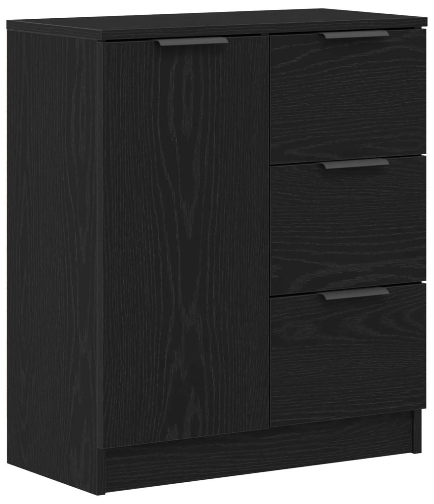 Buffets 2 pcs Madeira de Carvalho Preto 60x30x70 cm Madeira engenheira