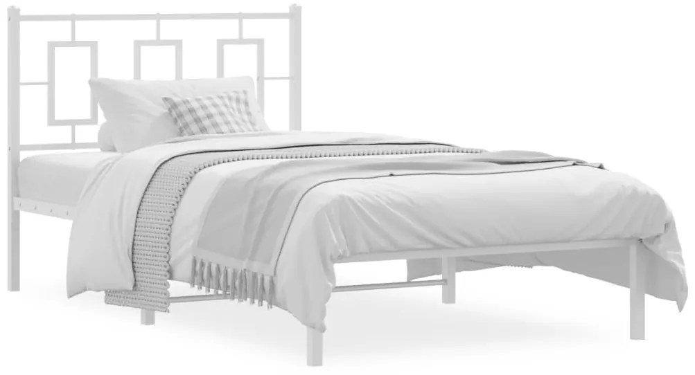 vidaXL Estrutura de cama com cabeceira 100x200 cm metal branco