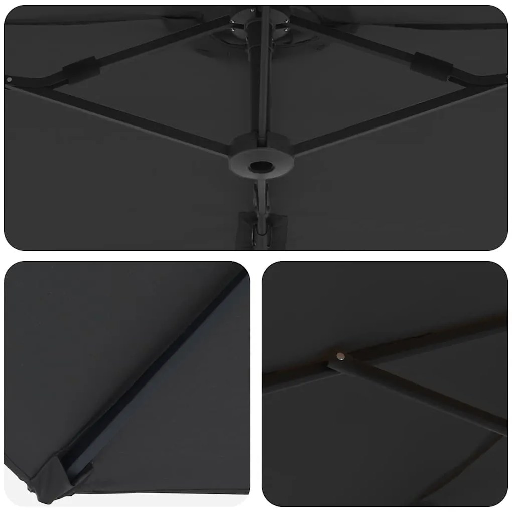 Guarda-sol cantilever de jardim com bloqueio Preto Largo