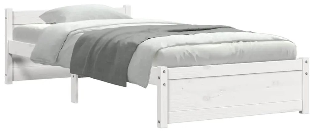 Estrutura de cama solteiro 90x190 cm madeira maciça branco