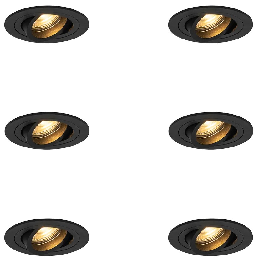 Conjunto de 6 Focos Embutidos Modernos Pretos - Rondoo