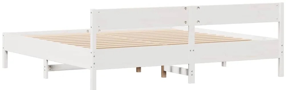 Cama sem colchão 200x200 cm madeira de pinho maciça branco