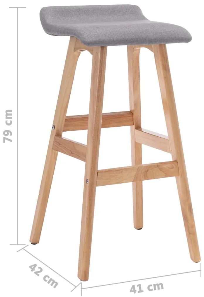 Cadeiras de bar 2 pcs tecido cinzento-claro