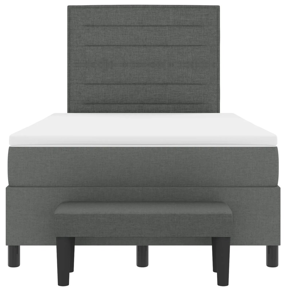 Cama Box com Colchão & Banco Cinza Escuro 120x200 cm Tecido