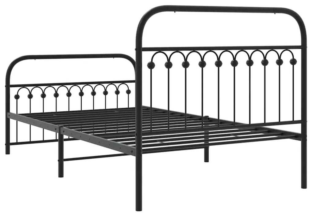 Estrutura de cama com cabeceira e pés 107x203 cm metal preto