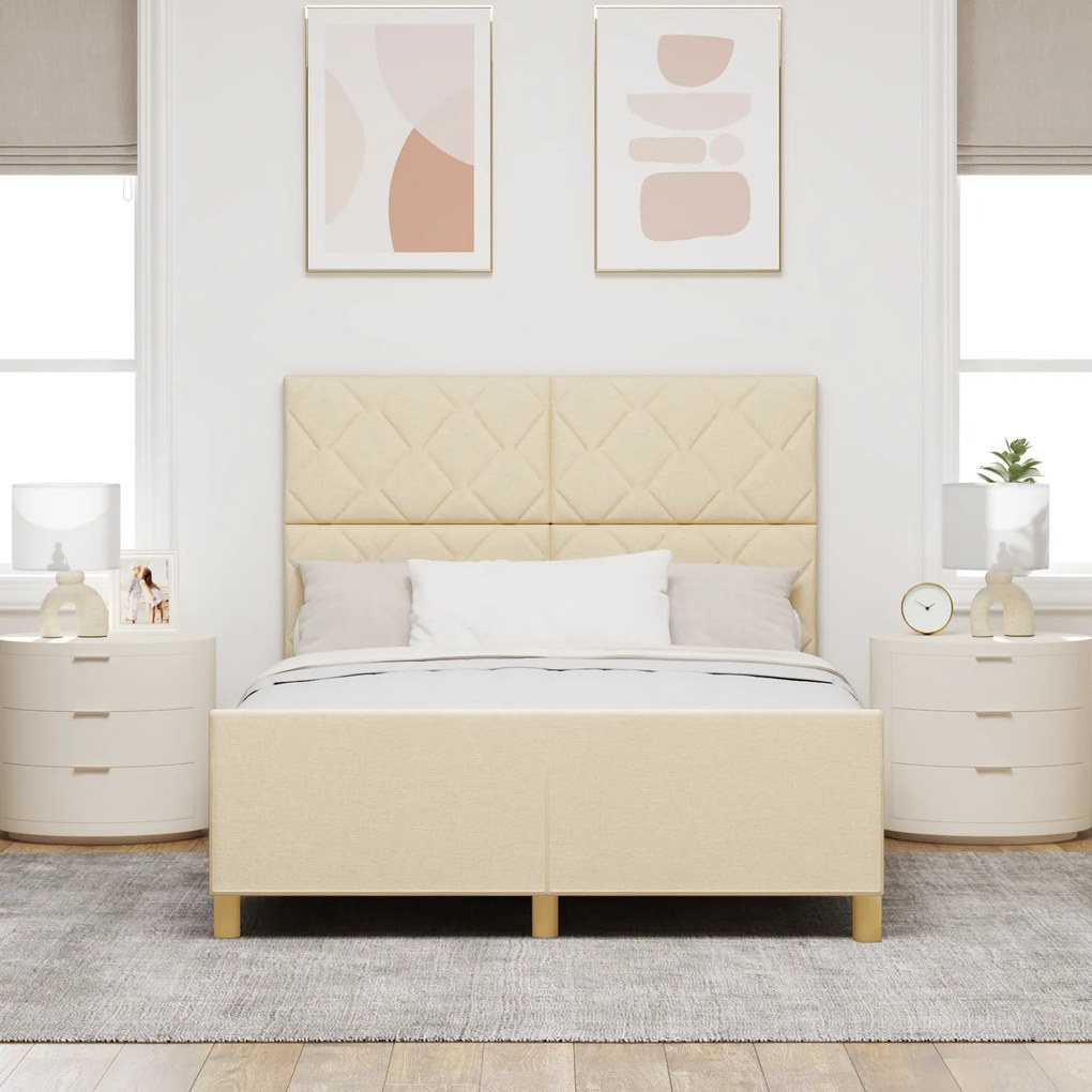 Cama vidaXL Creme 160x200 cm em Tecido