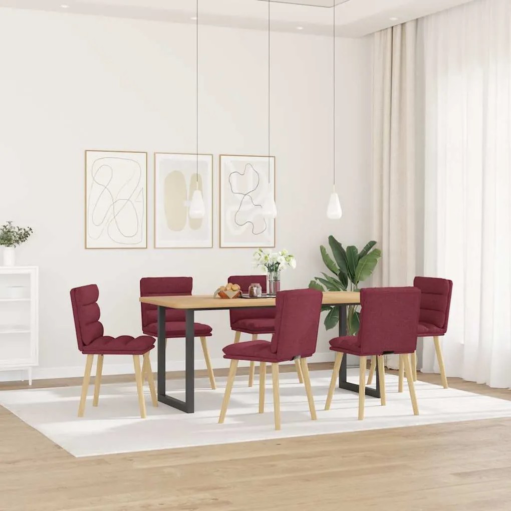 vidaXL Cadeiras de jantar 6 pcs tecido vermelho-tinto