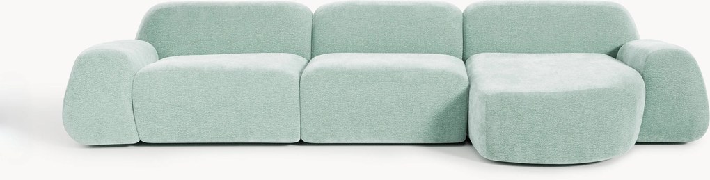 Sofá de canto modular em teddy Wolke (4 lugares)