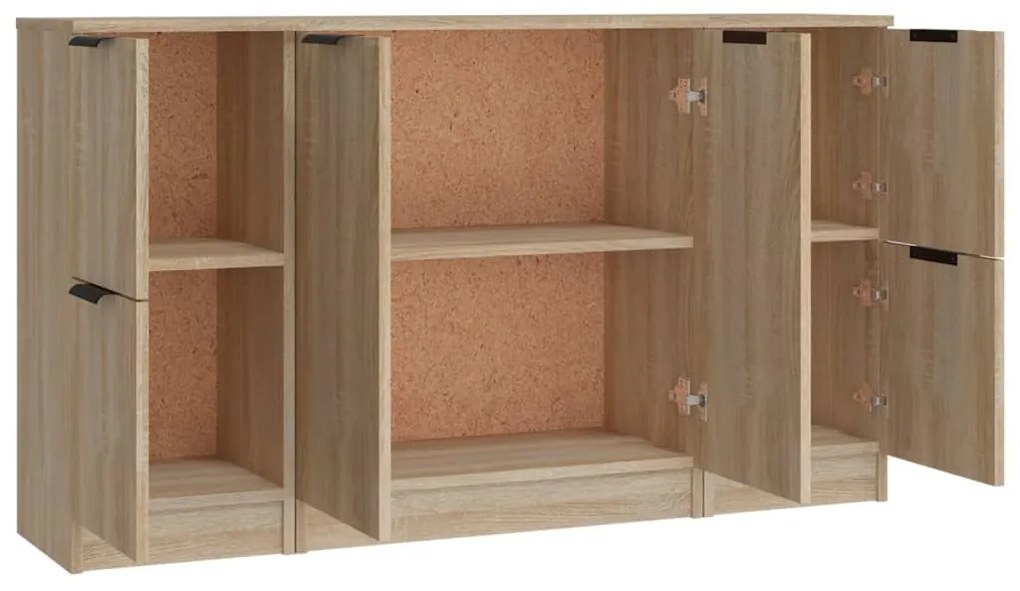 Aparadores 3 pcs madeira processada cor carvalho sonoma