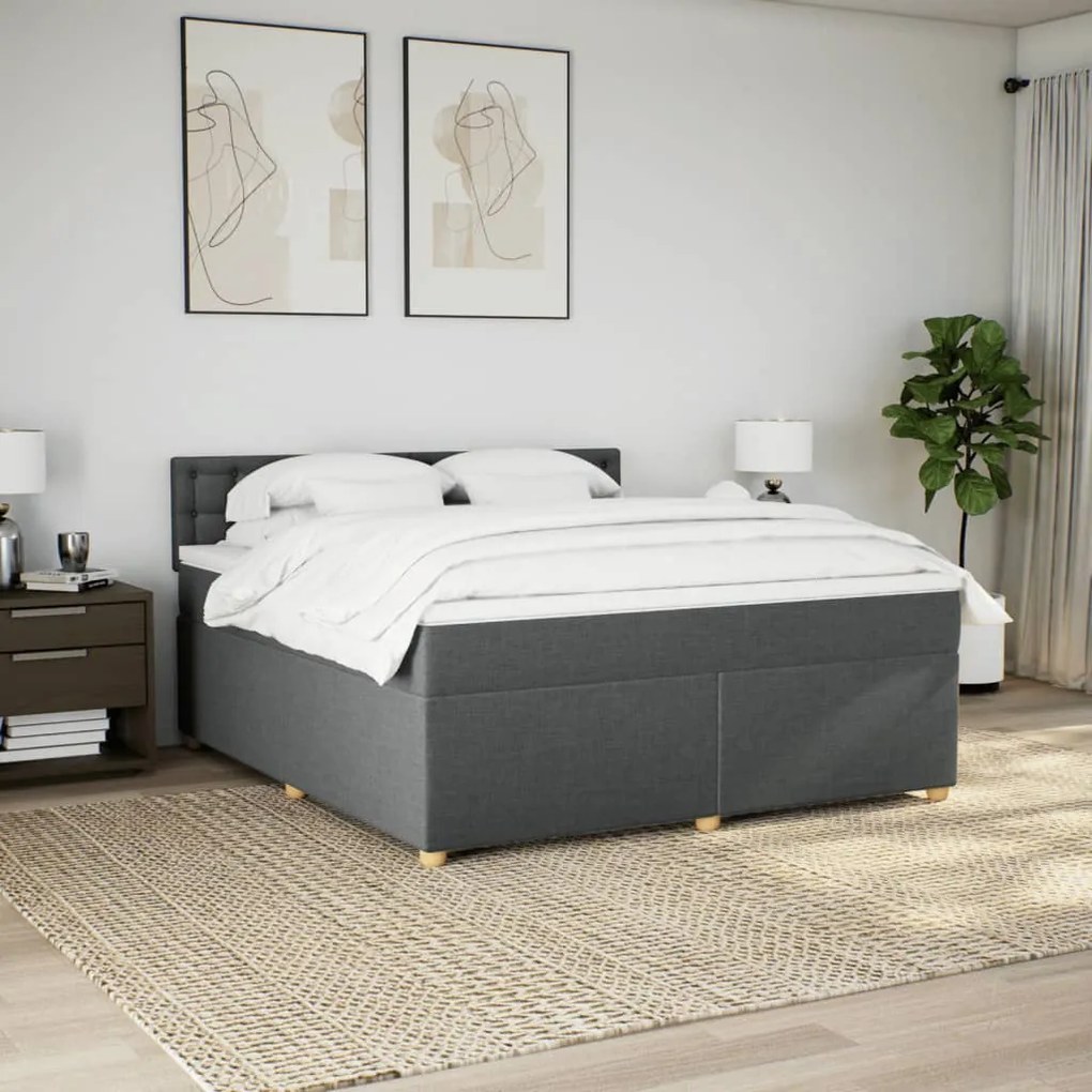 Cama com molas/colchão 180x200 cm tecido cinzento-escuro