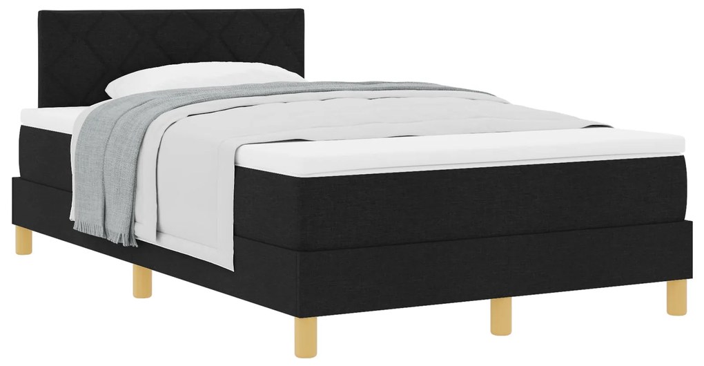 Cama Box com Colchão Preta 120x200 cm Tecido