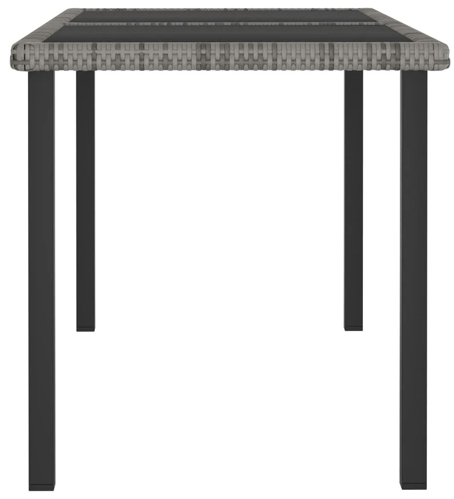 Mesa de jantar para jardim 140x70x73 cm vime PE cinzento