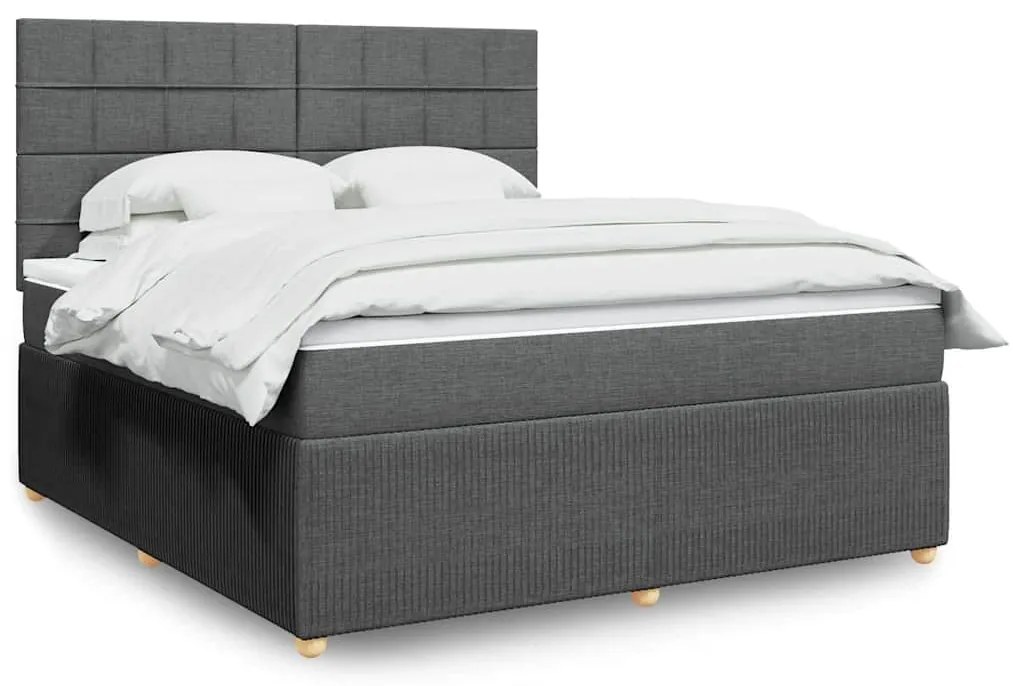 vidaXL Cama com molas/colchão 180x200 cm tecido cinzento-escuro