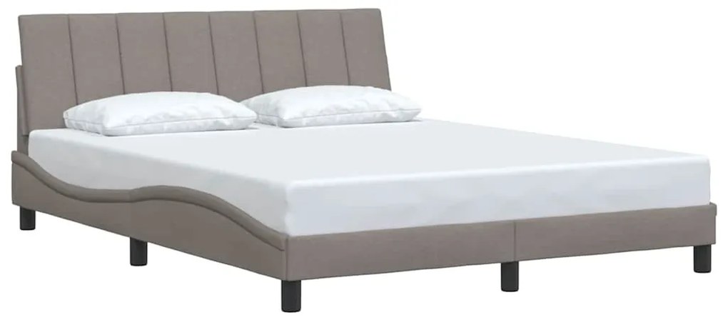 Cama sem colchão 160x200 cm tecido castanho-acinzentado