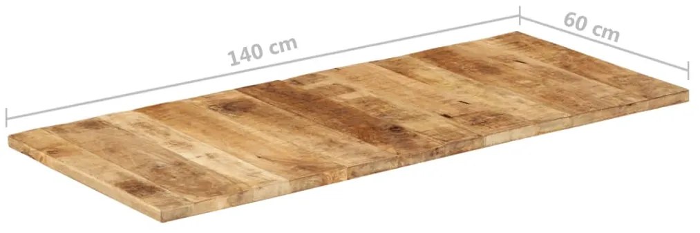 Tampo de mesa 140x60x(2,5-2,7) cm madeira de mangueira áspera