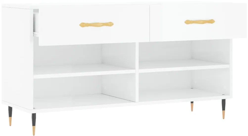 Banco sapateira 102x35x55 cm derivados madeira branco brilhante