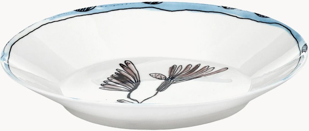 Pratos fundos em porcelana Fine Bone China Midnight Flowers, conjunto de 2