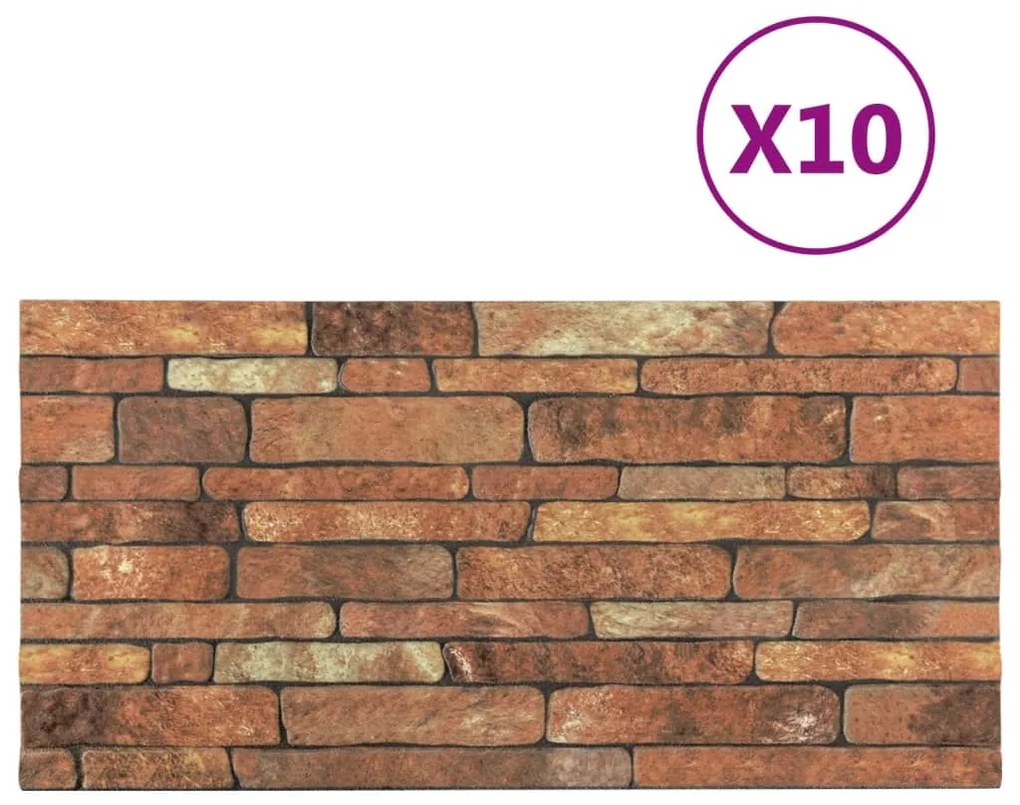 Painéis de parede 3D c/ design tijolos castanhos 10 pcs EPS