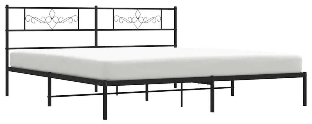 Estrutura de cama com cabeceira 183x213 cm metal preto