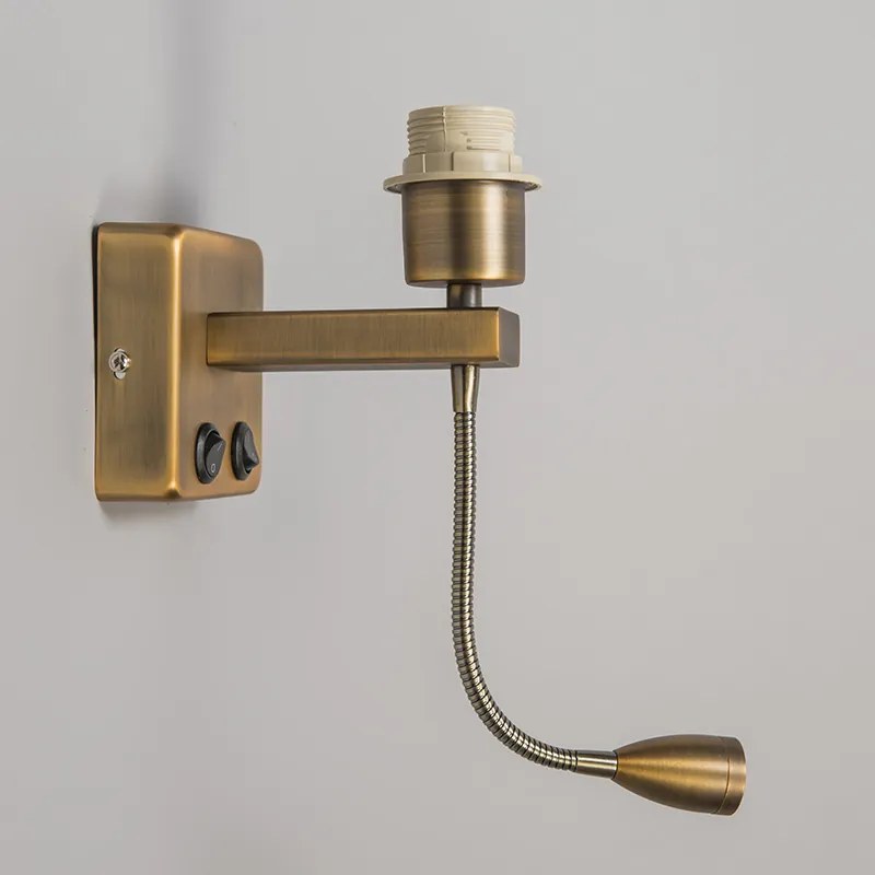Candeeiro de parede bronze com LED e braço de leitura - Brescia Combi Clássico / Antigo,Moderno