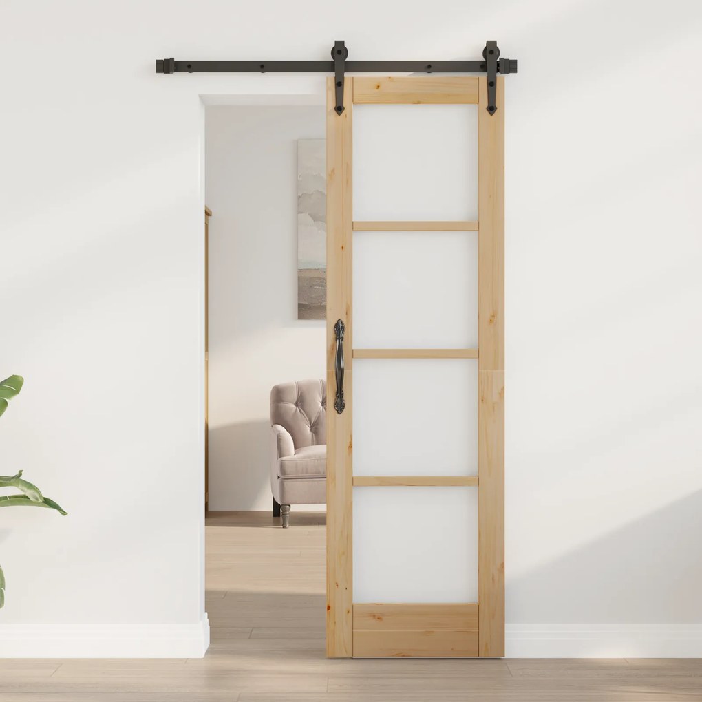 vidaXL Porta Interior com Vidro 'ORKDAL'61x198,5x4 cm Madeira Sólida Pinus