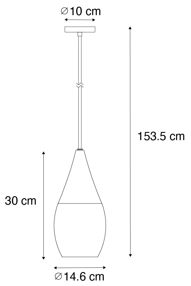 Candeeiro de suspensão moderno preto com vidro opalino - Drop Moderno