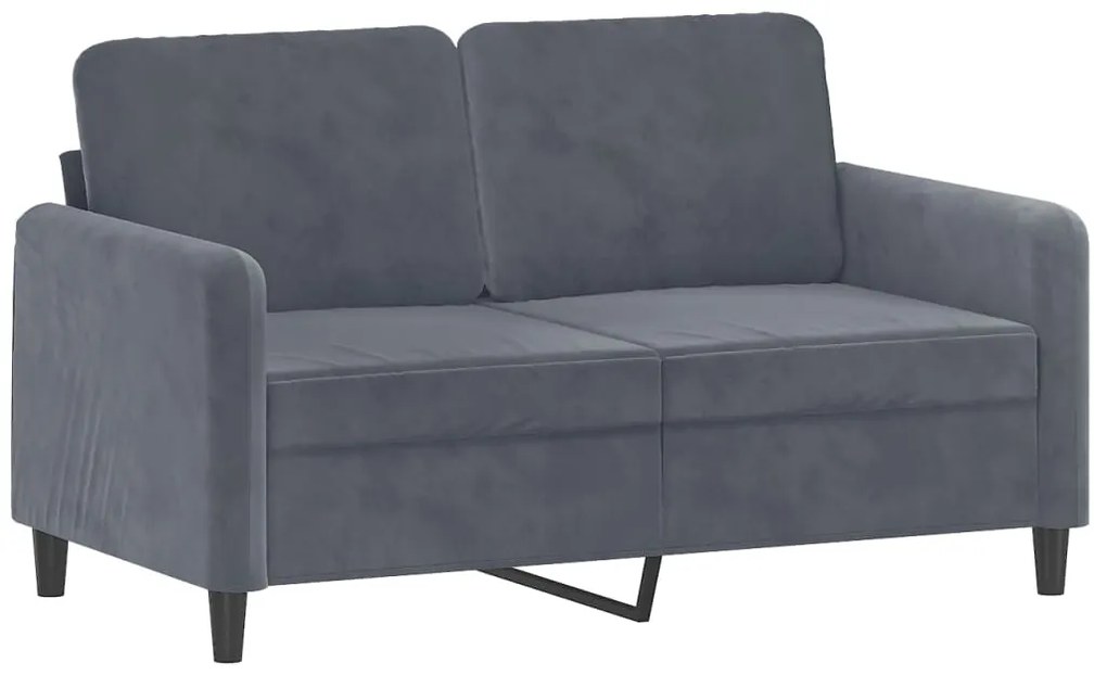 2 pcs conjunto de sofás com almofadas veludo cinzento-escuro