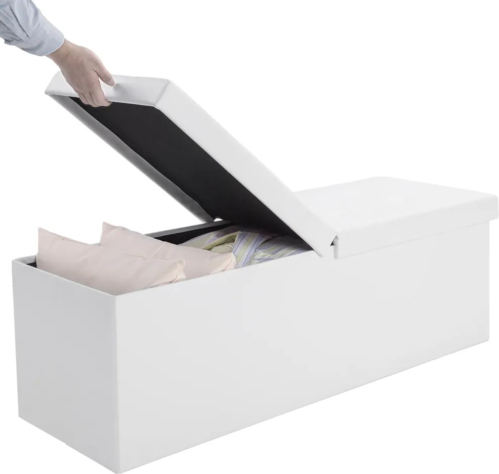 Banco dobrável com espaço de arrumação 80 x 40 x 40 cm Branco