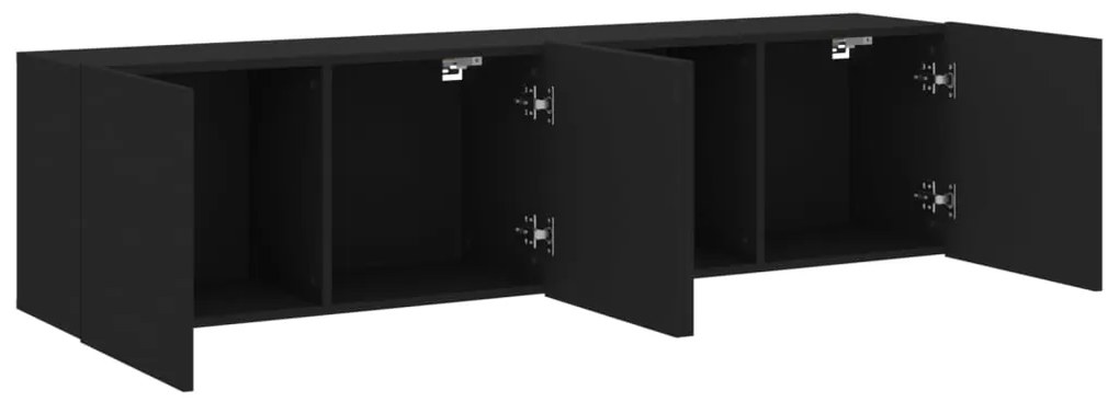 Móveis de parede para TV 2 pcs 80x30x41 cm preto