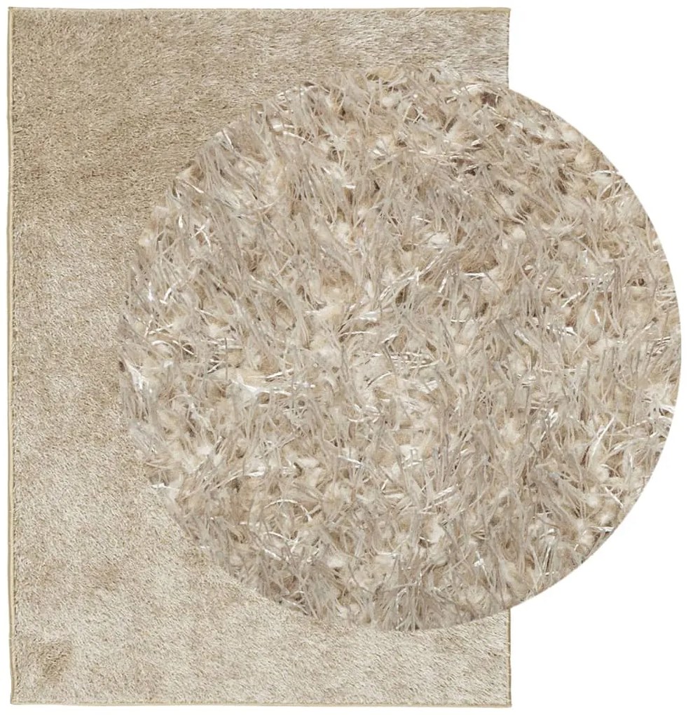 Tapete de pelo alto com aspeto brilhante ISTAN 200x280 cm bege