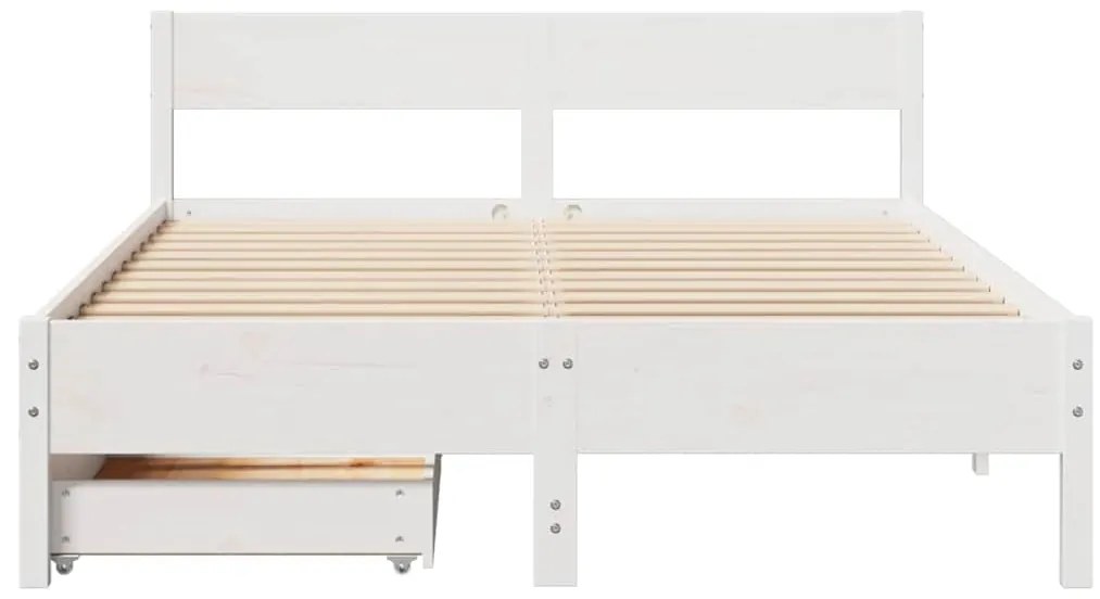 Cama sem colchão 140x190 cm madeira de pinho maciça branco