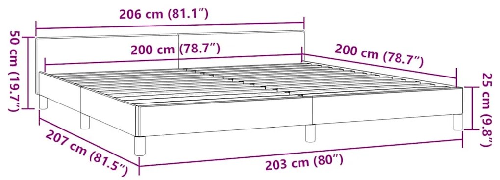Estrutura de cama sem colchão 200x200 cm tecido cinzento-claro