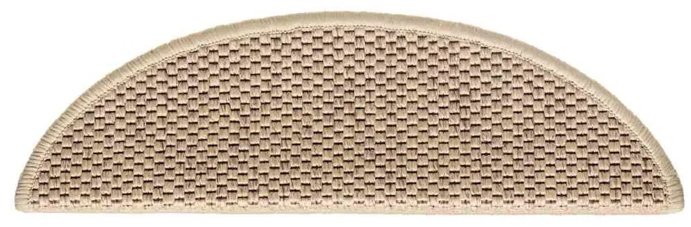 Tapetes escada adesivos aspeto sisal 15 pcs 56x17x3cm cor areia