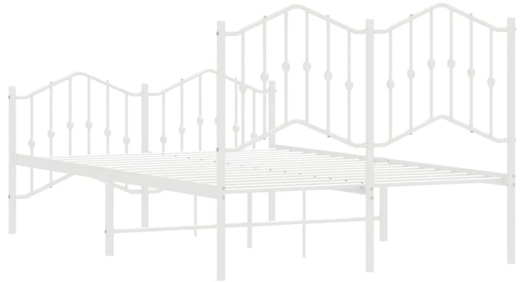 Estrutura de cama com cabeceira e pés 120x200 cm metal branco
