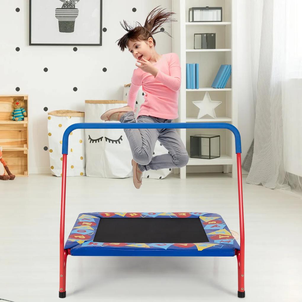 Trampolim quadrado de 92 cm para crianças Mini Trampolim Interior e Exterior com cobertura de segurança acolchoada Azul