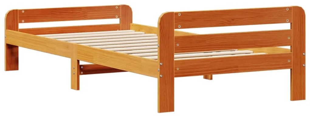 Cama sem colchão 100x200 cm pinho maciço castanho-mel
