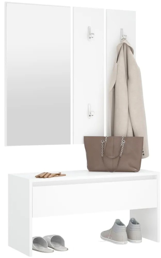 Conjunto de móveis de corredor derivados de madeira branco