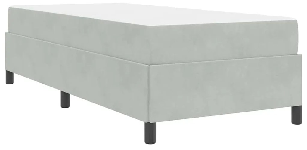 Estrutura da Cama Branco e Cinza Claro 90 x 190 cm Veludo